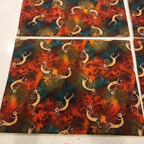 Lot of 4 KOKOPELLI 17" X 13" Table Placemats Very Colorful Good Condition! - Picture 4 of 4